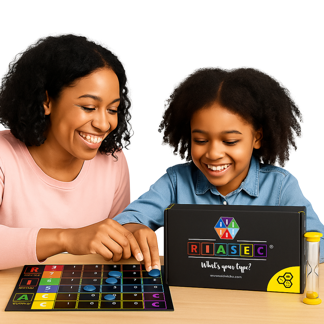 Mother and daughter playing RIASEC game together